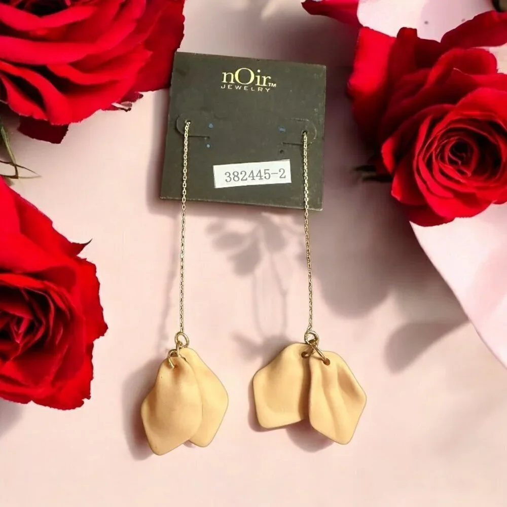 nOir Jewelry Peach Petal Chain Drop Earrings New with tags